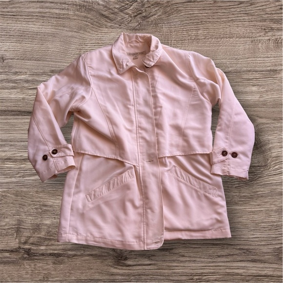 London Fog vintage jacket beige light zipper bottom tie long sleeve size M - Picture 3 of 16